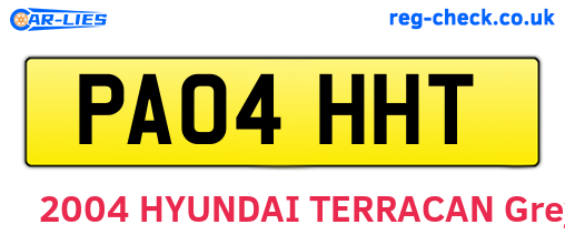 PA04HHT are the vehicle registration plates.