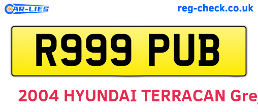 R999PUB are the vehicle registration plates.