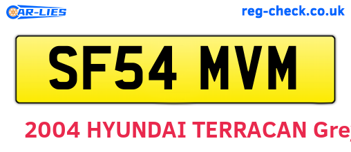 SF54MVM are the vehicle registration plates.