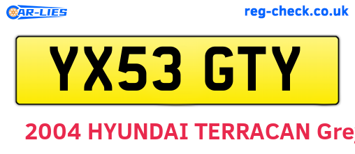 YX53GTY are the vehicle registration plates.