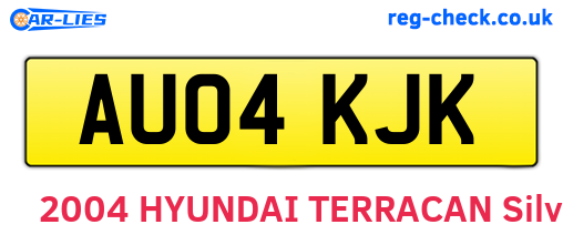 AU04KJK are the vehicle registration plates.