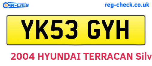 YK53GYH are the vehicle registration plates.