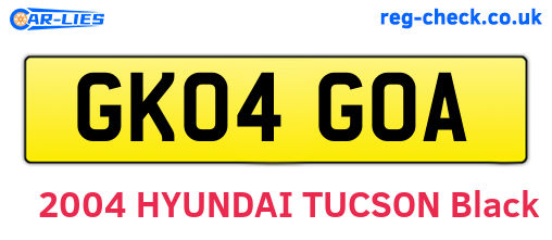 GK04GOA are the vehicle registration plates.