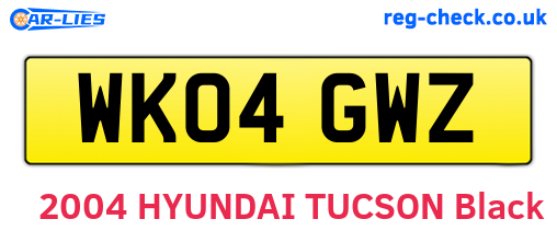 WK04GWZ are the vehicle registration plates.