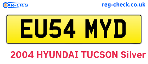 EU54MYD are the vehicle registration plates.