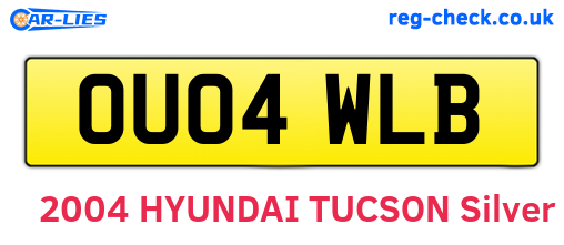OU04WLB are the vehicle registration plates.