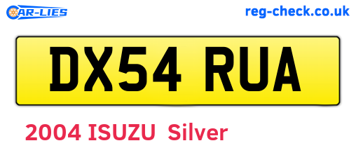 DX54RUA are the vehicle registration plates.