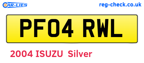 PF04RWL are the vehicle registration plates.