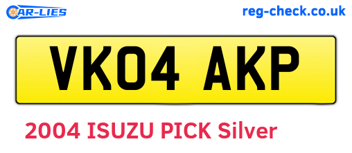 VK04AKP are the vehicle registration plates.