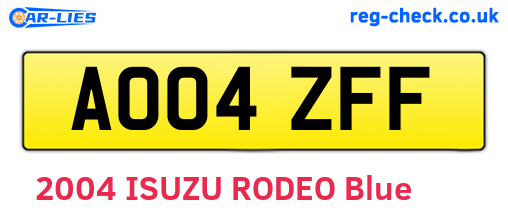 AO04ZFF are the vehicle registration plates.