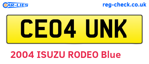 CE04UNK are the vehicle registration plates.