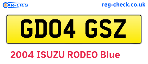 GD04GSZ are the vehicle registration plates.