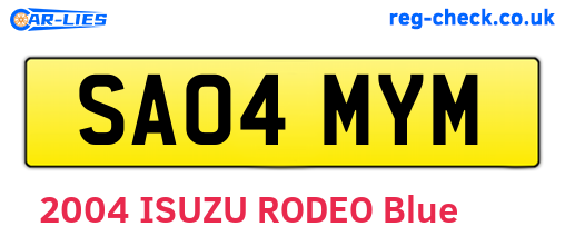 SA04MYM are the vehicle registration plates.
