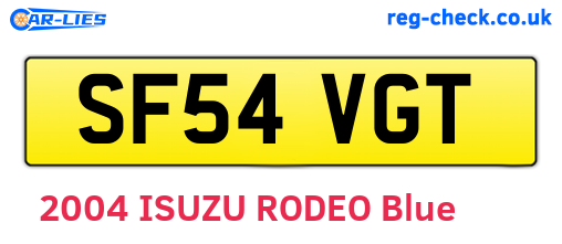 SF54VGT are the vehicle registration plates.