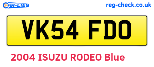 VK54FDO are the vehicle registration plates.