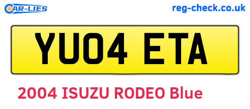 YU04ETA are the vehicle registration plates.