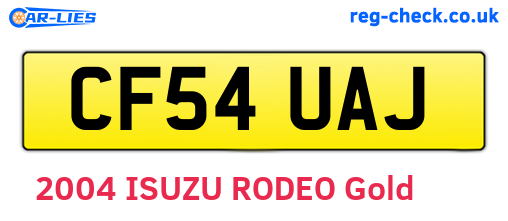CF54UAJ are the vehicle registration plates.