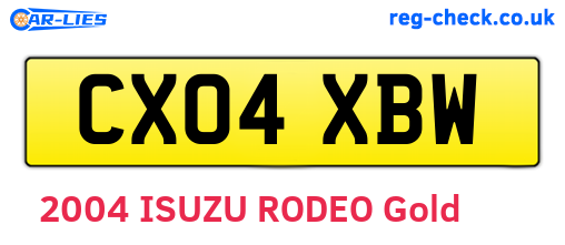 CX04XBW are the vehicle registration plates.