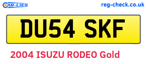 DU54SKF are the vehicle registration plates.