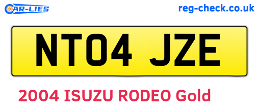 NT04JZE are the vehicle registration plates.