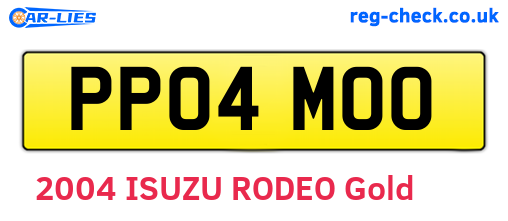 PP04MOO are the vehicle registration plates.