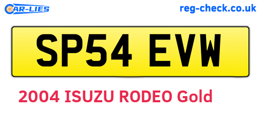 SP54EVW are the vehicle registration plates.