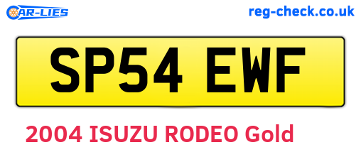 SP54EWF are the vehicle registration plates.