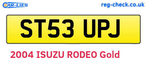 ST53UPJ are the vehicle registration plates.