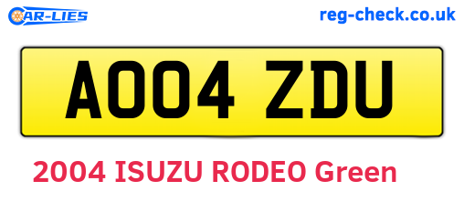 AO04ZDU are the vehicle registration plates.