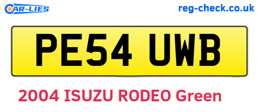 PE54UWB are the vehicle registration plates.