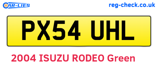 PX54UHL are the vehicle registration plates.