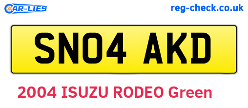 SN04AKD are the vehicle registration plates.