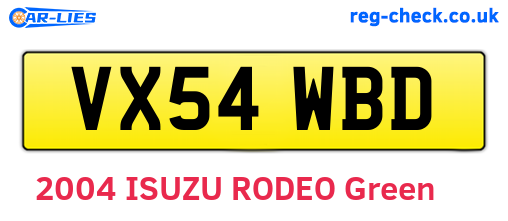 VX54WBD are the vehicle registration plates.
