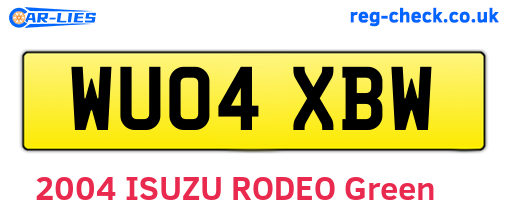 WU04XBW are the vehicle registration plates.