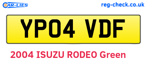 YP04VDF are the vehicle registration plates.