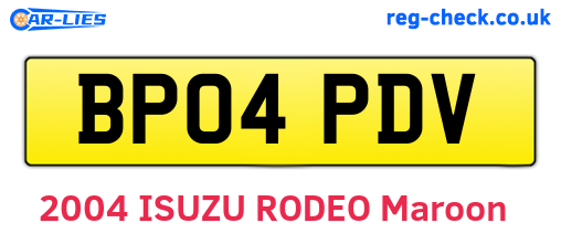 BP04PDV are the vehicle registration plates.