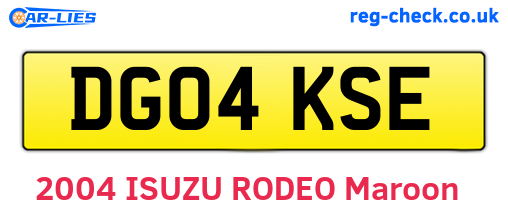 DG04KSE are the vehicle registration plates.