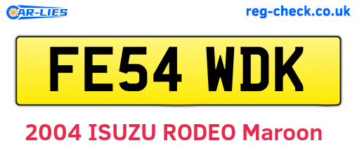 FE54WDK are the vehicle registration plates.