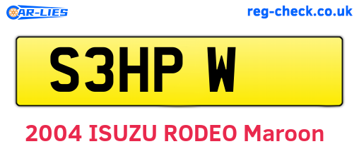 S3HPW are the vehicle registration plates.