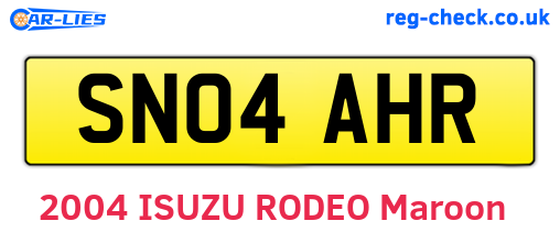 SN04AHR are the vehicle registration plates.