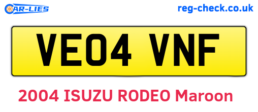 VE04VNF are the vehicle registration plates.