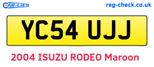 YC54UJJ are the vehicle registration plates.
