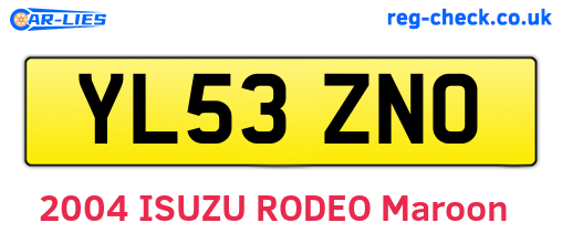 YL53ZNO are the vehicle registration plates.