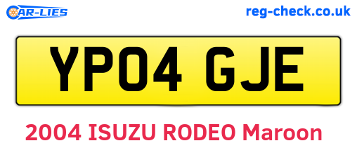 YP04GJE are the vehicle registration plates.