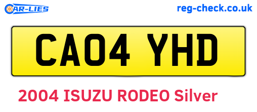 CA04YHD are the vehicle registration plates.