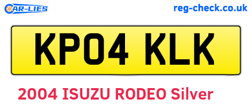 KP04KLK are the vehicle registration plates.