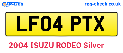 LF04PTX are the vehicle registration plates.