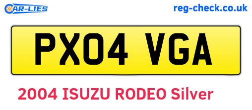 PX04VGA are the vehicle registration plates.