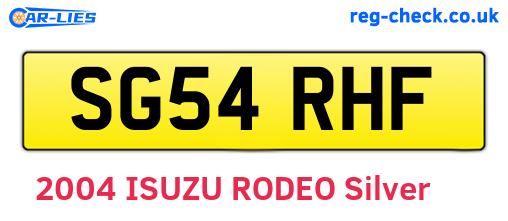 SG54RHF are the vehicle registration plates.