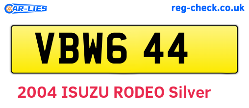 VBW644 are the vehicle registration plates.